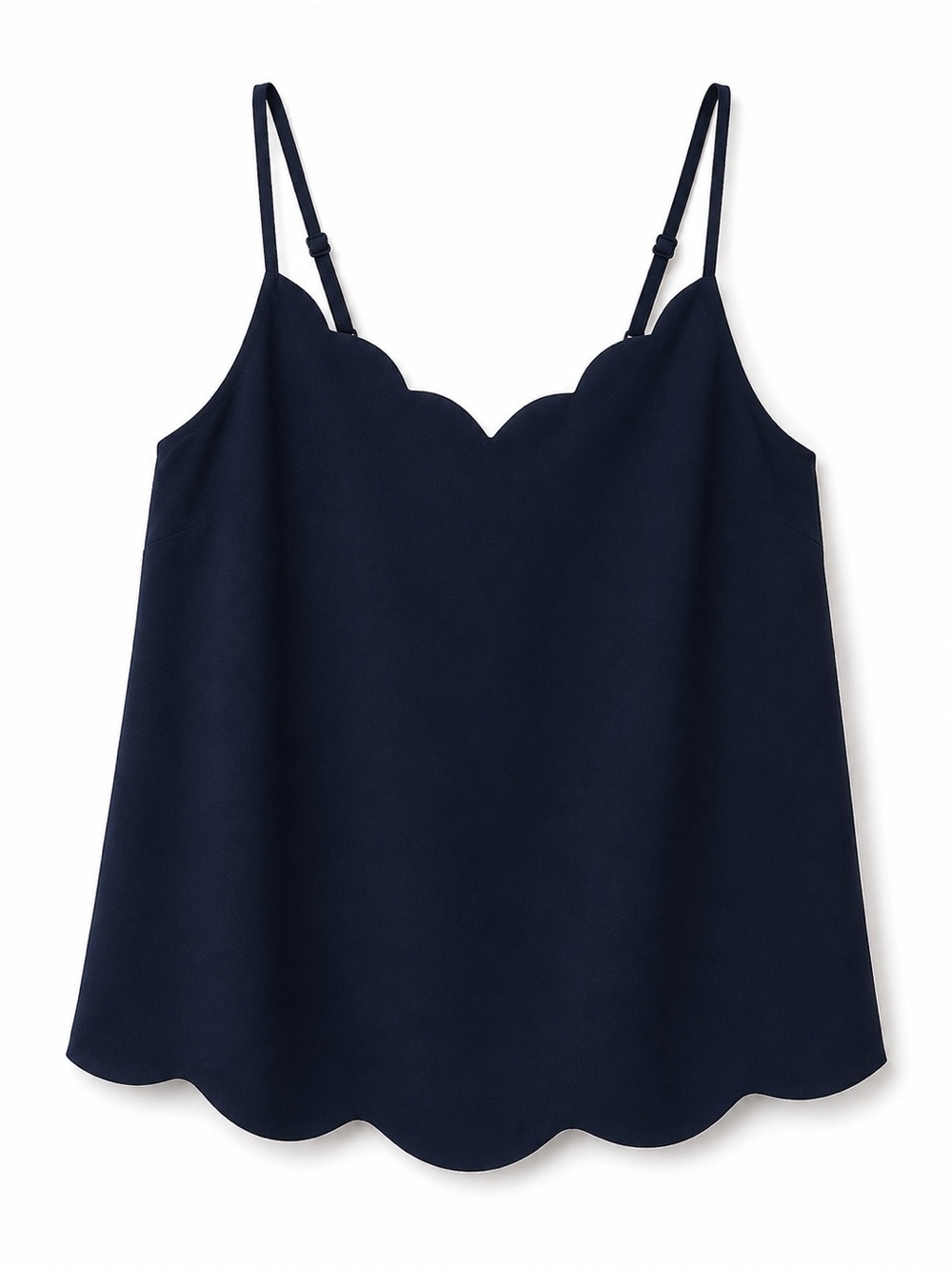 J.Crew Navy Scalloped Camisole Tank Top Size 6 Adjustable Straps Lined - Picture 2 of 8